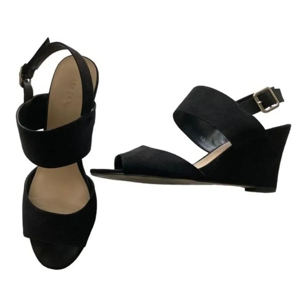 Athena Alexander Black Wedge Sandals - Picture 3 of 9